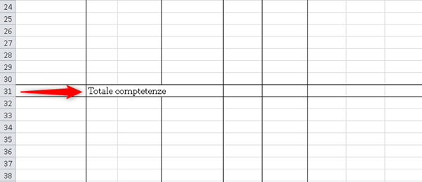 Passaggio 7 guida calcolo busta paga con Excel: inserire campo totale competenze