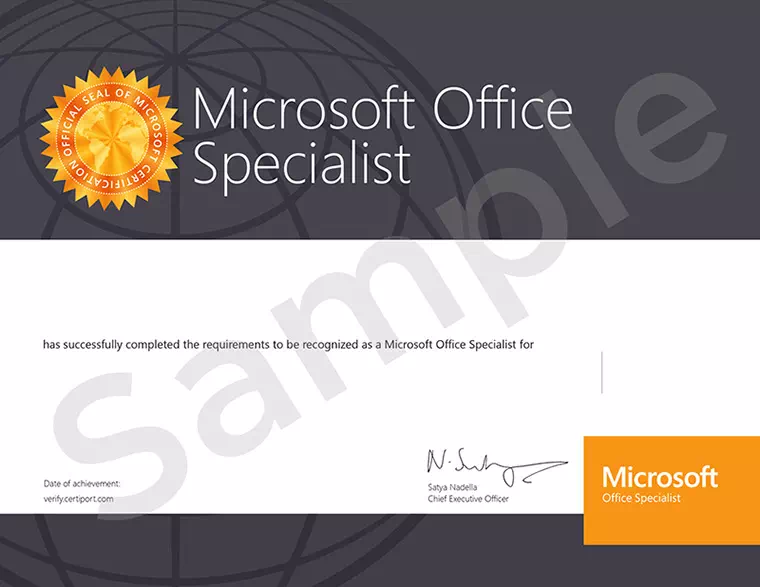 facsimile Certificato MOS Microsoft Excel