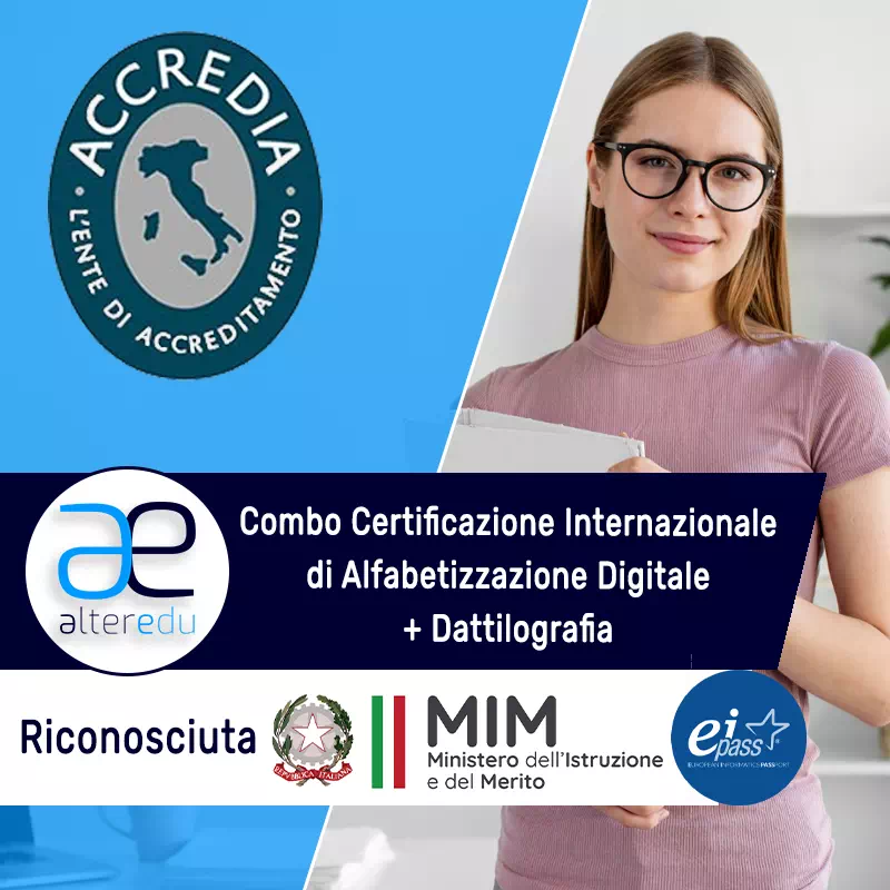 Combo Certificazione Internazionale di Alfabetizzazione Digitale + Dattilografia